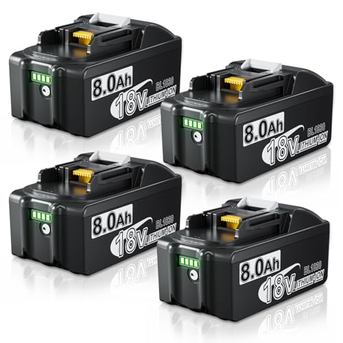 Bonacell 4Pack 8000mAh Replacement for Makita 18V Battery Lithium ion BL1815 BL1815N BL1820 BL1820B BL1830 BL1840 BL1840B BL1850 BL1840B