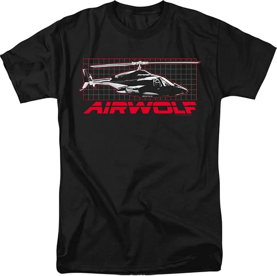 Airwolf Helicopter Military Action TV Series Grid Adult Mens T-Shirt Tee