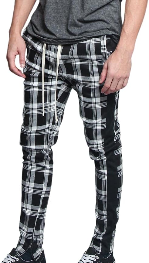 Men's Essential Solid and Plaid Stripes Premium Track Pants