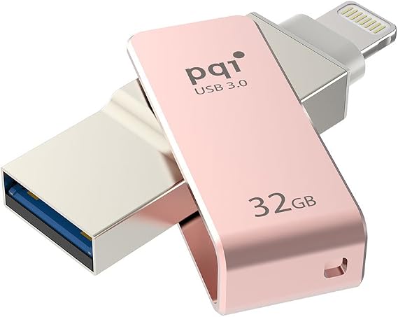 Iconnect Mini [Apple Mfi] 32 GB Mobile Flash Drive w/Lightning Connector for iPhones iPads Mac & PC USB 3.0 (Rose Gold)