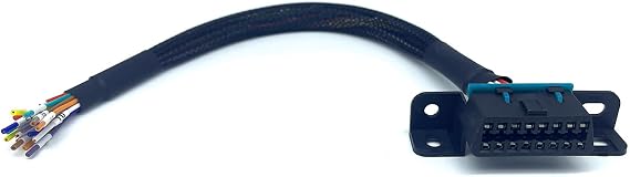 JUTA OBD2 J1962F 16PIN Female to Open Cable Braid Dash Port Pigtail Fixed Wire Harness with Underdash Mount Bracket Replacement Cable - [1ft/30cm]