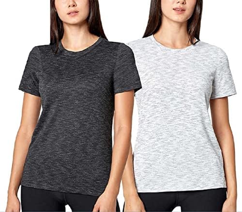 MPG Sport Mondetta Womens 2-Pack Crewneck Short Sleeve Tees Moisture Wicking Fabric XX-Large, BlackWhite