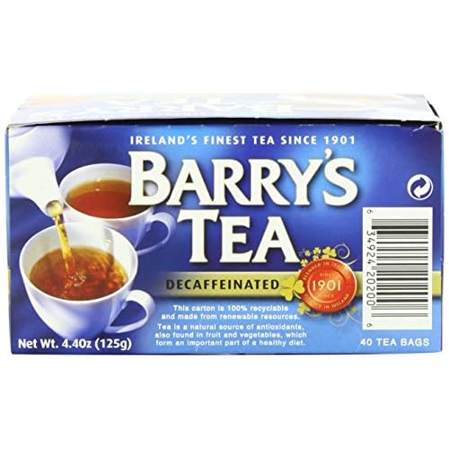 Barrys Tea, Decaffeinated, 40 Teabags Pack of 6