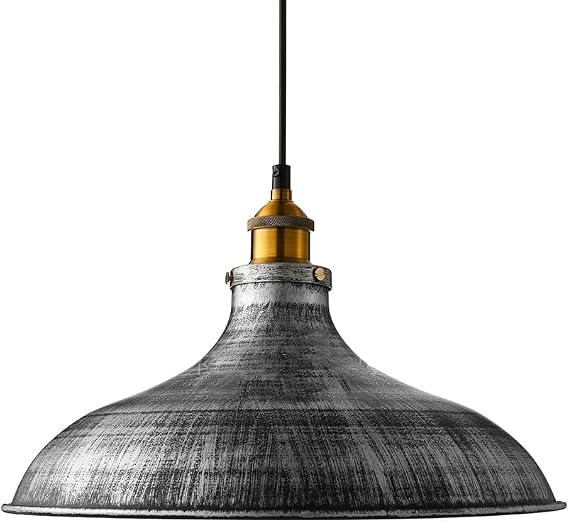 Rustic Pendant Light Industrial Light Fixture Farmhouse Hanging Lamp Silver Black Island Ceiling Light for Kitchen Island Barn Dining Room Garage