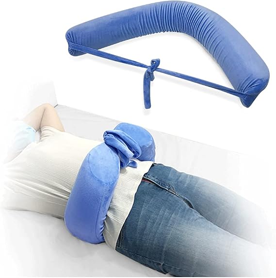 Lumbar Roll Pillow for Sciatica Nerve Pain Sleeping Lower Back Support Scoliosis Waist Pillow for Side Sleeper in Bed & Office Chair Adjustable Straps Lumbar Foam Positioning Pillow (L Size)