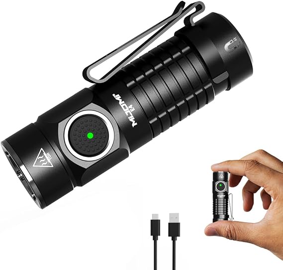 Mini EDC Flashlight with Magnet, Compact Rechargeable Pocket Light 1100 High Lumens Travel Flashlight Rechargeable, E4 Small Flashlight with Clip for Outdoor, Hiking, Walking
