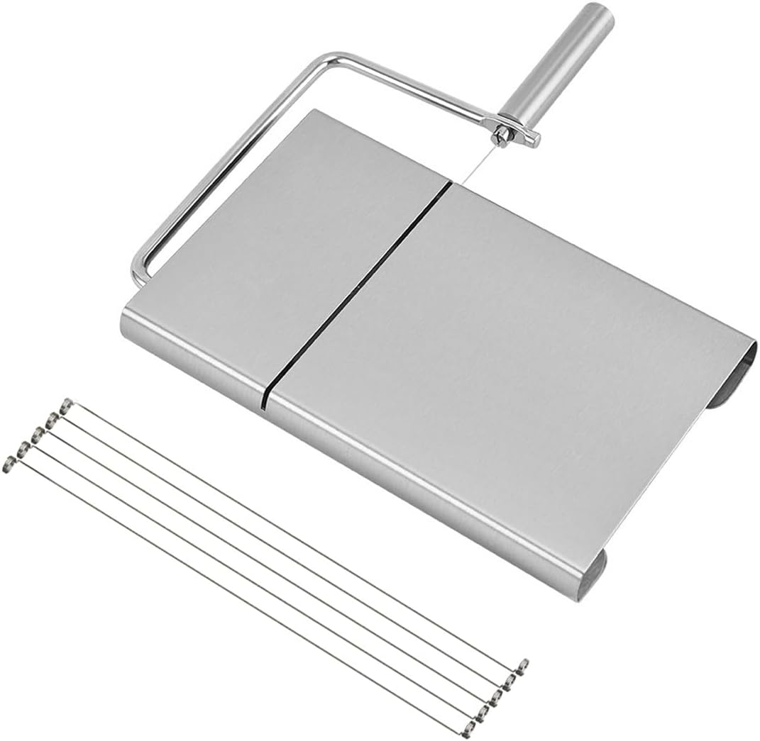 Cheese Slicer with Board Stainless Steel Cheese Cutter with 5 Replacement Wires Without Precise Scale