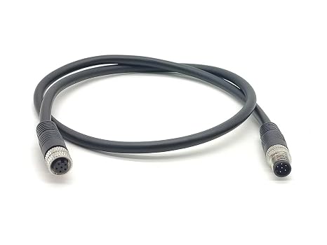 Elecbee M8 Connector Waterproof Straight Molding Female to Male Plug Double Ended Cable A Code 6 Pin 0.5M1.6ft Cable
