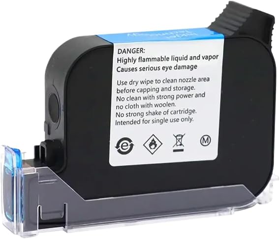JS12 Ink Cartridge Replacement 1 Piece JS12 Manual Thermal Inkjet Printer Quick Drying Eco Solvent 600DPI 12.7mm Compatible(Black)