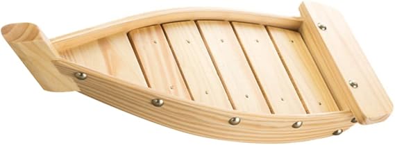 Wooden Sushi Boat Serving Tray 16-inch Sashimi Display Boat for Appetizers Sturdy Wood Sushi Holder for Restaurants and Home Parties