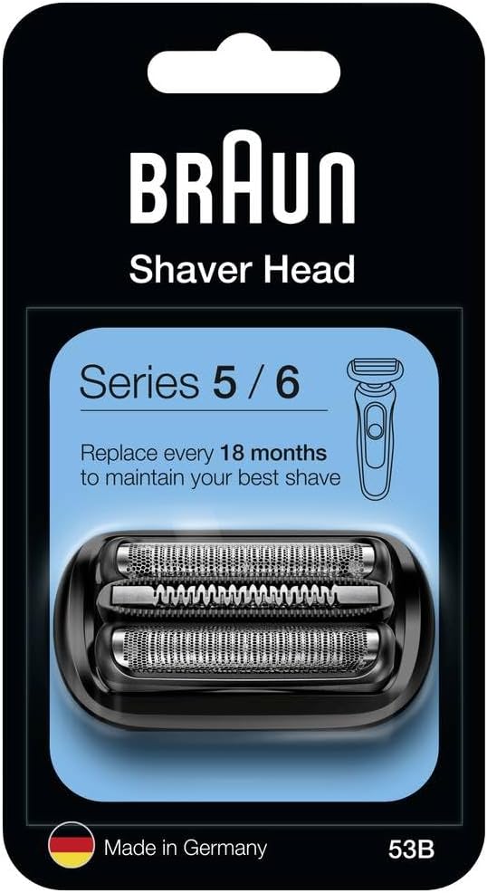 Braun Series 5 Electric Shaver Replacement Head, Easily Attach Compatible Head for New Generation Series 5/6 Shavers, 53B, Black
