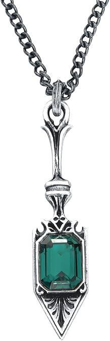 Alchemy Gothic Sucre Vert Absinthe Spoon Pendant w/Necklace [Jewelry] Alchem. | Fine English Pewter, Emerald Green Swarovski Crystal