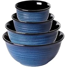 HASENSE Mixing Bowls for Cooking, Baking, Ceramic Serving Dishes Set of 4 for Salad, Fruits, Popcorn, Versatile Nesting Bowls for Housewarming Gift, 2.1/1.5/1.0/0.5 Qt, Dishwasher & Microwave Safe