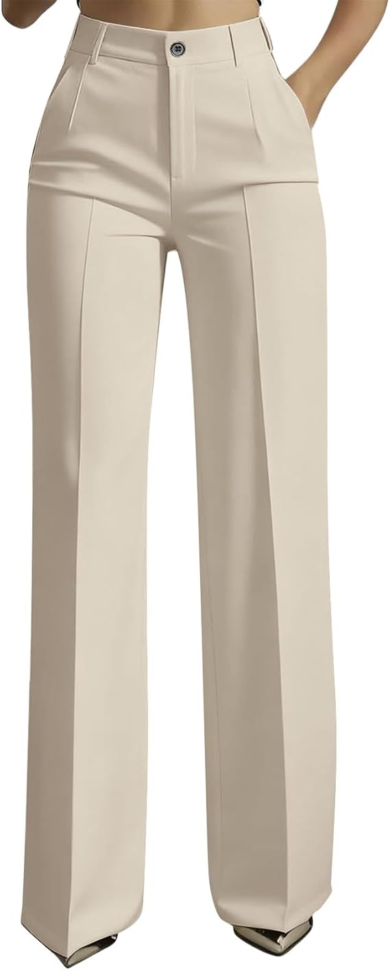 Women's High Waisted Wide Leg Dress Pants Office Business Casual Work Trousers Flowy Work Palazzo Pants 2026