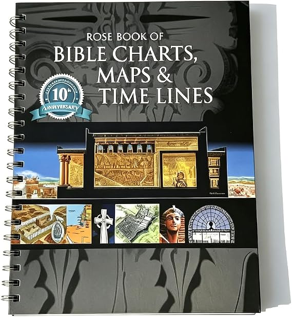 XPJBKC Rose Book of Bible Charts Maps and Timelines, Full-Color Visual Quick Reference for Bible Study, Spiral Study Book, Biblical Overview, Christian Research & Sunday School Lessons