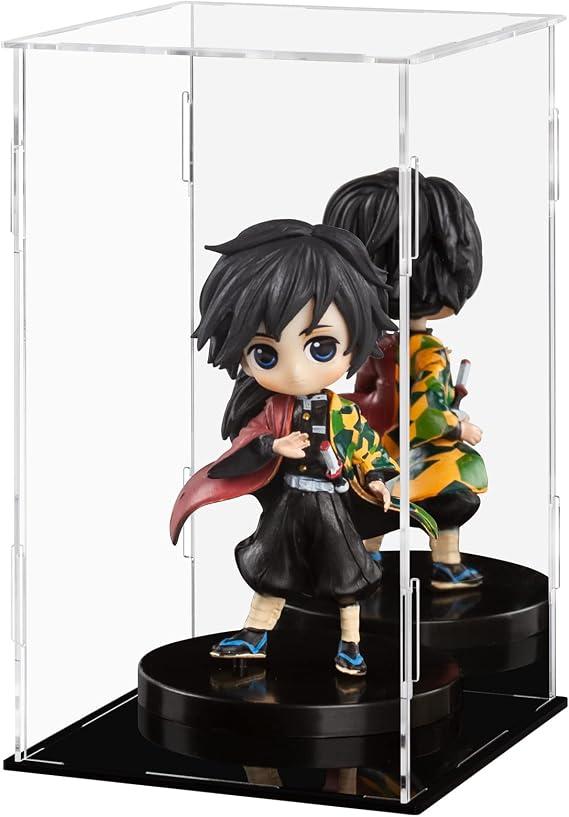 Ecoseao Acrylic Display Case with Mirror, Clear Acrylic Organizer Box Assemble Countertop Dustproof Protection Showcase for Action Figures, Collectibles, Home Storage (15cm x 15cm x 25cm)