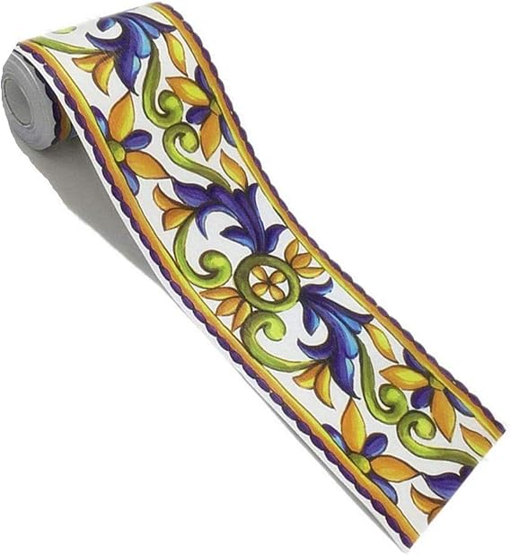 Amhao Elegant Pattern Removable Wallpaper Border Self Adhesive Paper Kitchen Tiles Bathroom Decor