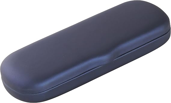Hard Shell Eyeglass Case Clamshell for Small Frames, Reading Glasses for Women Men Eyeglasses, Metallic Matte Blue