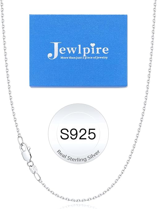 Jewlpire 1mm 1.2mm Cable Chains 925 Sterling Silver Chain Necklace for Women, 14k Gold Plated Chain for Women Sturdy Durable Womens Chains Necklace, 14 16 18 20 22 24 Inch