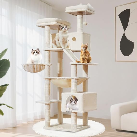 Taoqimiao Cat Tree, 180cm Large Cat Tower for Indoor Cats Tall Cat Tree