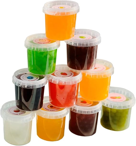 BOBA BAR Mixed Popping Boba and Jelly Pots - Multi packed gift box | Box of 12 Pots | Perfect for Bubble Tea, Iced Drinks, Cocktails and Desserts | Vegan & Glutenfree