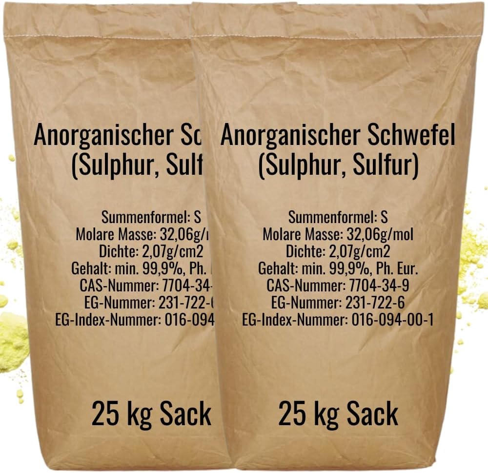 Inorganic Sulphur 99.9% Ph. Eur. Finely Ground 50 kg (2 x 25 kg)
