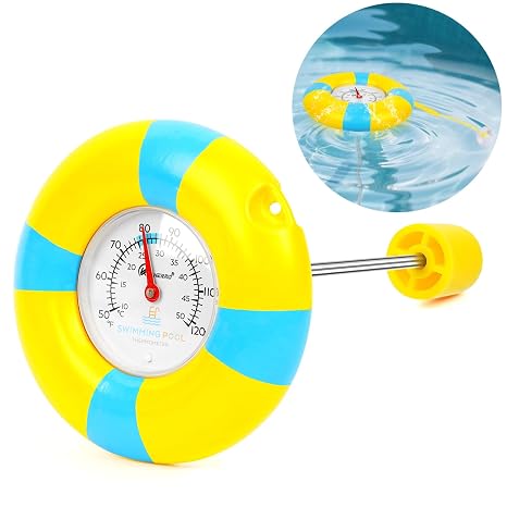 KT THERMO Pool Thermometer Floating Easy Read, 1.68 Inch Display with String, for Hot Tub/Ice Bath/Outdoor & Indoor Swimming Pool/SPA/Aquarium/Pond