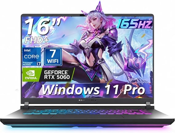 ASUS ROG Strix G16 Gaming Laptop, 16 FHD+ 16:10 165Hz 3ms Display, NVIDIA GeForce RTX 5060 Laptop GPU, Intel Core i7 14650HX Processor, 16GB DDR5 RAM, 1TB SSD, Wi-Fi 7, Windows 11 Pro