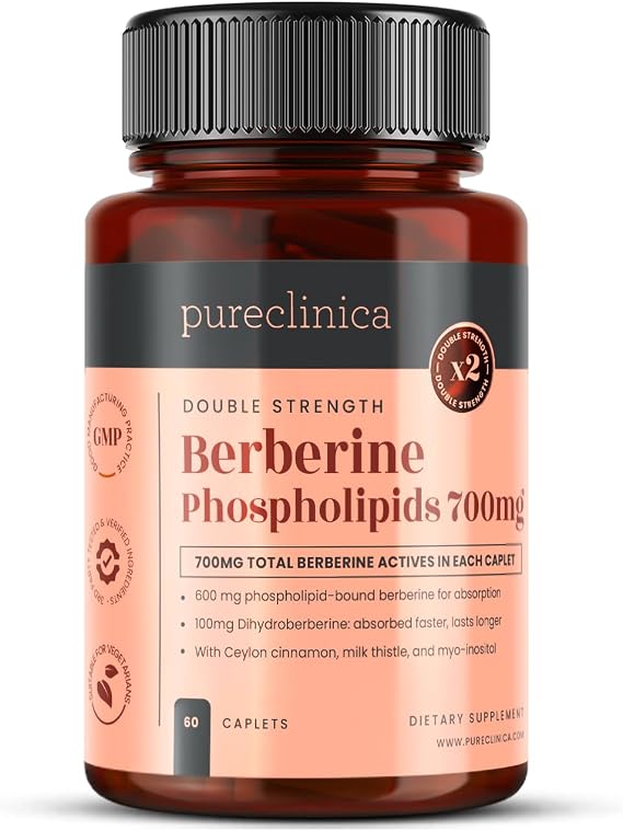 Double Strength Berberine Complex – 700mg Active Berberine x 60 Caplets – 2 Month Supply – with Dihydroberberine, Ceylon Cinnamon and Inositol