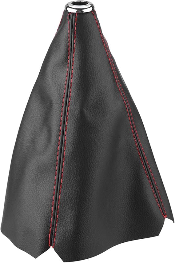 Car Shift Boot Universal, PU Leather Manual/Automatic Gear Shift Stick Gaiter,Car Interior Decorate,Black Bright Red Stitch,Universal Car Accessories