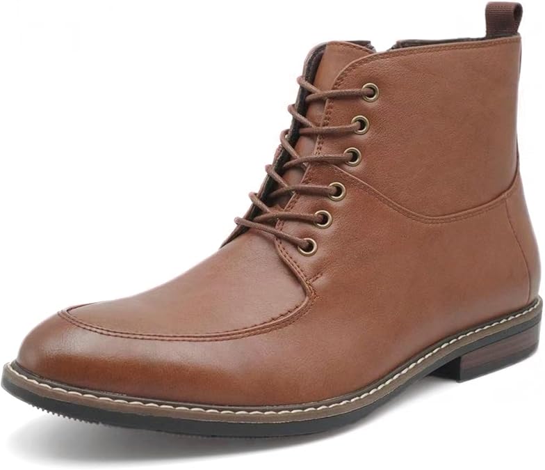 Men's Norwegian Derby Boots, Moc Toe Design with Side Zipper