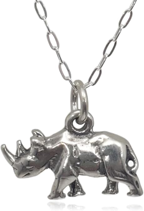 Rhinoceros Rhino Sterling Silver Charm Necklace for Women