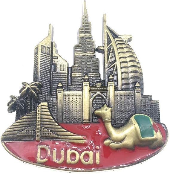Dubai UAE Fridge Magnet 3D Metal Handmade Craft Tourist Travel City Souvenir Collection Refrigerator Sticker