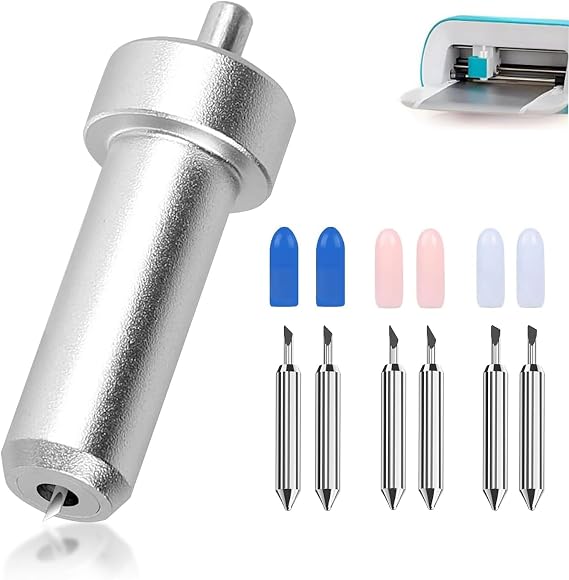 Replacement Blades for Cricut Joy Xtra/Extra, 6 Cutting Blades with 1 Holder, Fine Cut Blade (30°/45°/60°), Accessories for Cricut Joy, for 1.5 mm Thick Cardstock/Vinyl/Cork/Fabric (Silver)