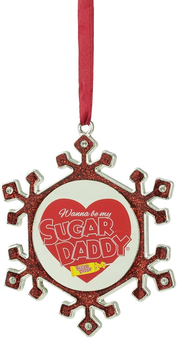 Northlight Silver Plated Snowflake Sugar Daddy Candy Logo Christmas Ornament with European Crystals, 3.5"