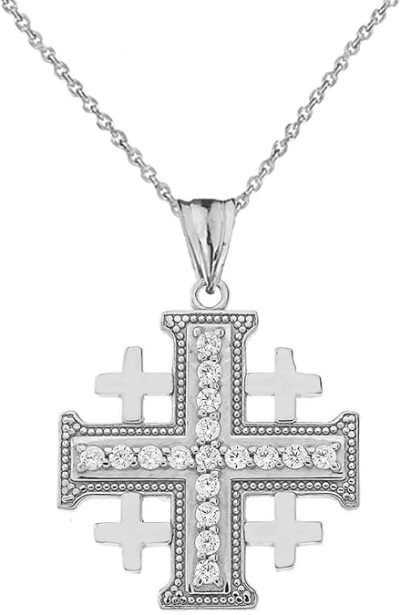 Certified 14k Gold Diamond Crusaders Cross Charm Pendant Necklace