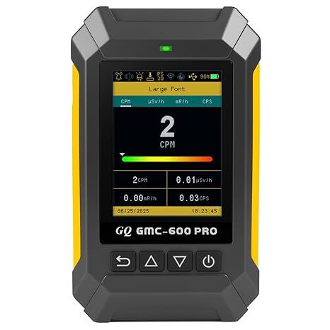GQ 600 PRO Geiger Counter Nuclear Radiation Detector Dosimeter for Alpha, Beta, Gamma, X-Ray Portable Radiation Monitor with Real-Time Data, Global Data Sharing, LCD Display & USB