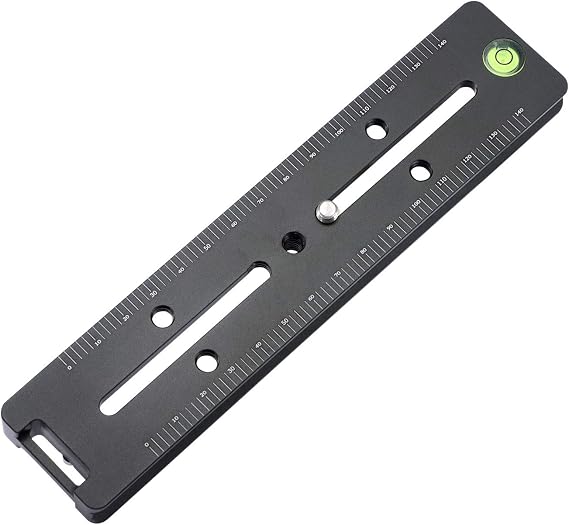 180MM Quick Release Plate with Double Arca Dovetails Precision Rail with Bubble Level & Precision Decimal Scale Double Macro Rail