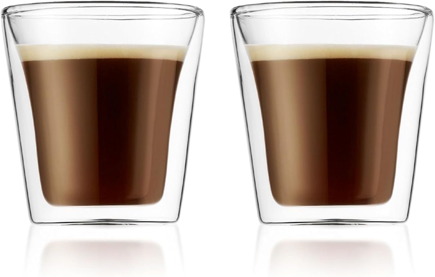 BODUM CANTEEN 10108-10 Double Wall Glass, 3.4 fl oz 100 ml, Set of 2, Heat and Cold Retention, Double Wall Construction, Heat Resistant Glass, Microwavable, Oven Safe, Dishwasher and Freezer Safe
