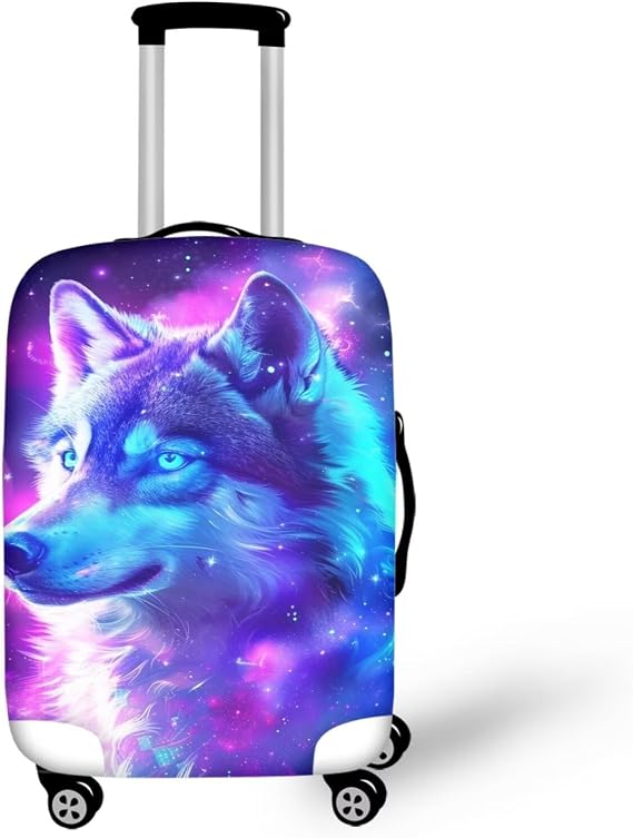 Travel Luggage Covers Anti-stratch Spandex Trolley Case Baggage Protectors, Purple Wolf, S(for 18-21 inch luggage)