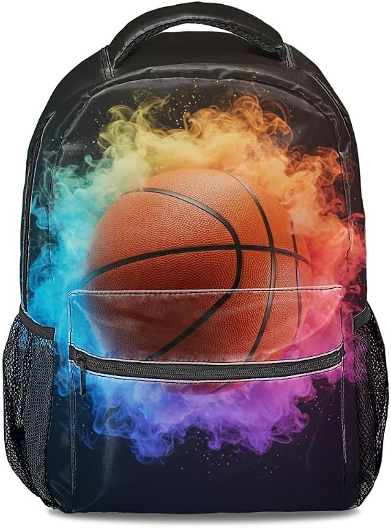 Colorful 3D Basketball Print Backpack Fashion Sports Backpack for Teen Boys and Girls
