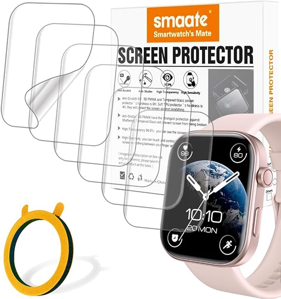 Screen Protector Compatible with 1.99 GTX12 Fitpolo ENOMIR Tensky Veryfit Smart Watch and compatible with 2.01 P95 Popglory Kimeag ZOSKVEE Smartwatch, Soft TPU, 6-pack