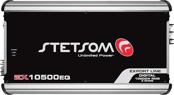 Stetsom EX 10500 EQ 2 Ohm Mono Car Audio Amplifier, 10500.1 10.5K Watts RMS, 2 Stable Full Range HD Sound Quality MD Crossover HPF LPF Bass Boost Front Rear Bridge Speaker