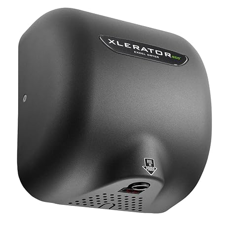 XLERATOReco Hand Dryer, Excel Dryer XL-GR-ECO-1.1N-110-120V Hand Dryer, Automatic, Surface-Mounted, Cast Cover, Textured Graphite Paint, 110-120V with Noise Reduction Nozzle