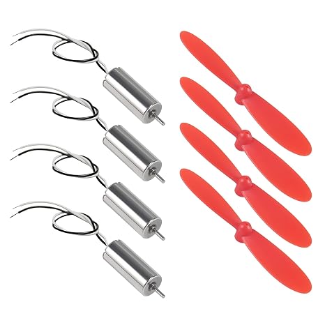 4pcs 716 Coreless Motor 3.7V 7x16mm Brushed Motors 45000 RPM + 4pcs 75mm CW CCW Propeller Compatible with FPV RC Quadcopter