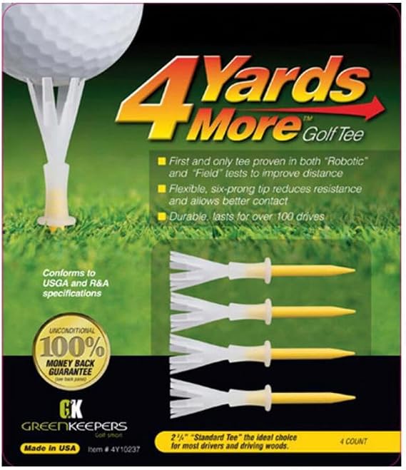 4 Yards More Golf Tee - 2 3/4" Standard (4 Yellow Tees)