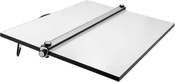 Pacific Arc Table Top Drawing Board with Parallel Bar, White, 16 inches by 21 inches