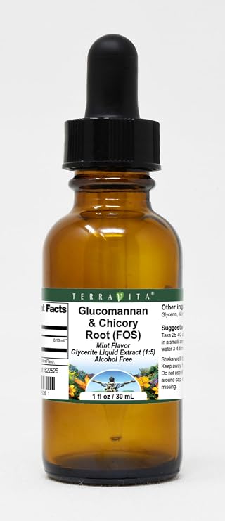 Glucomannan & Chicory Root (FOS) Glycerite Liquid Extract (1:5) - Mint Flavored (1 oz, ZIN: 522526)