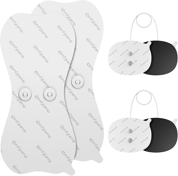 Comfytemp Adhesive Electrodes, Wireless TENS Unit Replacement Pads for K6122 K6123, 4 Pack TENS Unit Pads, Reusable Self TENS Unit Electrode Pads with Premium Quality, Non-Irritating Design- White