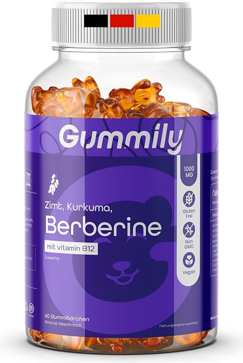 Premium Berberine Gummies - Ceylon Cinnamon - Turmeric Extract - Vitamin B12 - Sugar Free - Vegan - Non GMO